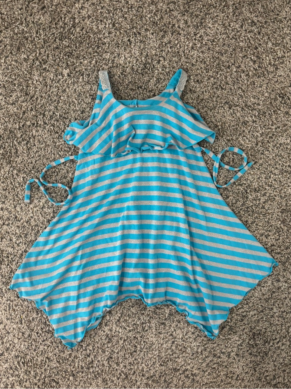 Sweet Heart Rose Blue and Silver Striped Sleeveless Top